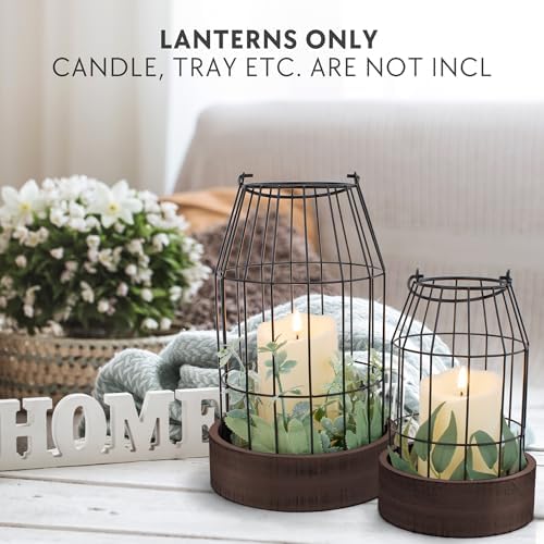 Rustic Farmhouse Lantern Decor Set of 2 - Stylish Decorative Lanterns for Your Living Room, Fireplace Mantle or Kitchen Dining Table - Modern Upscale Beauty for Your Entire Home - Image 3