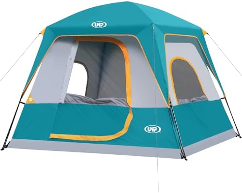 UNP 2/4/6/8 Person Tent, Portable Cabin Tent, Camping Tent 4-Person Easy Set Up, Waterproof with Top Rainfly for Outdoor Camping/Hiking